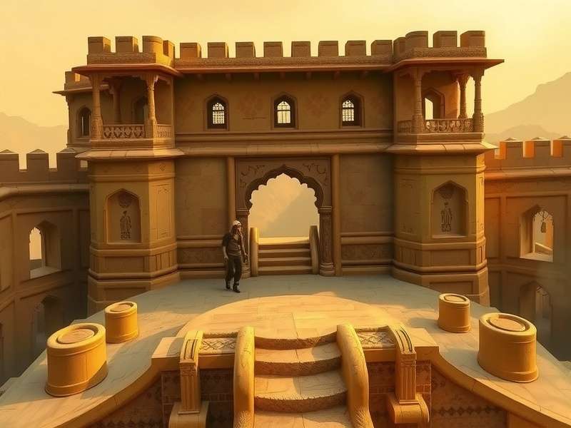 Rajasthan Gold Grab gameplay screenshot showing a player exploring an ancient fort